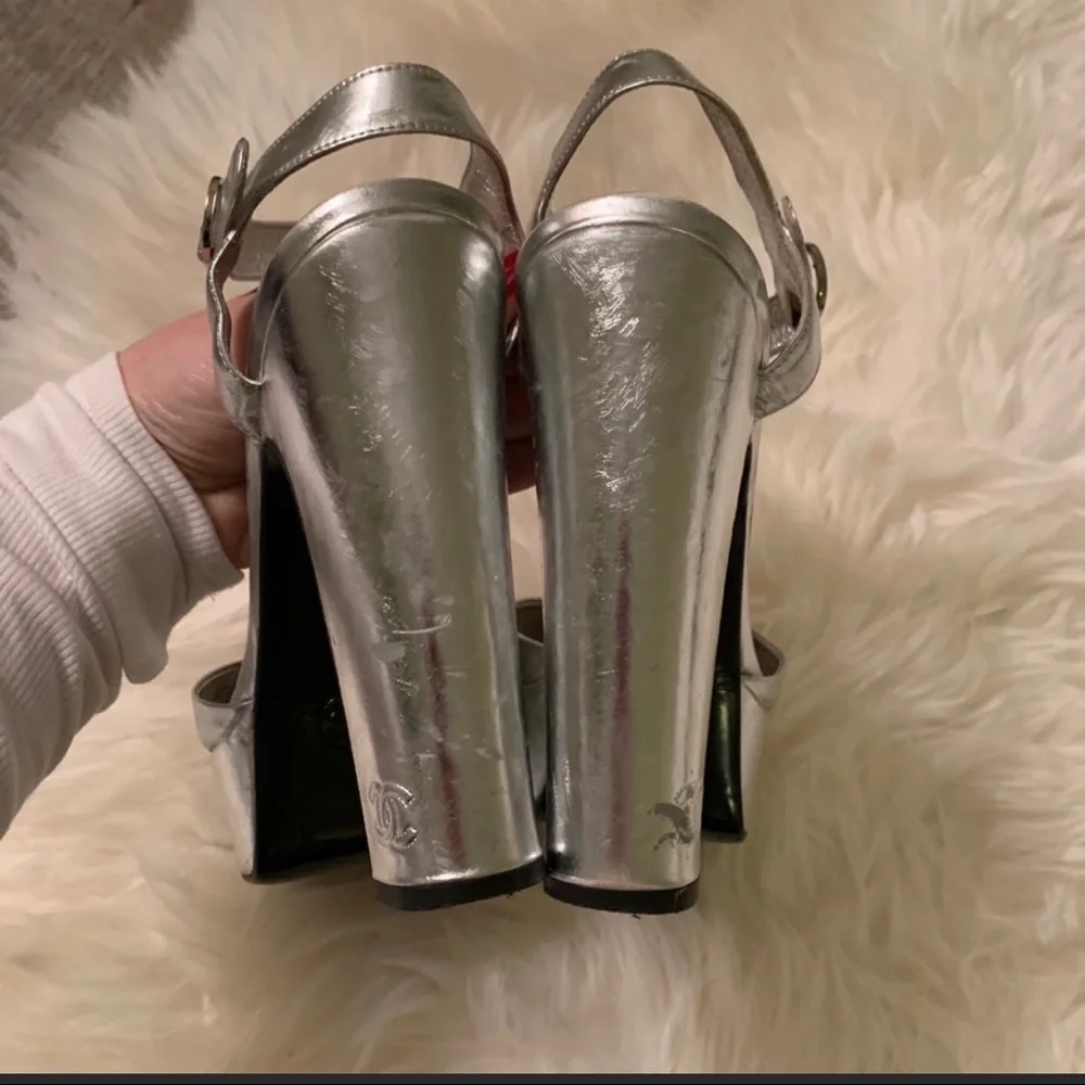 COPY - Silver Chanel Platform Heels - Picture 4 of 5